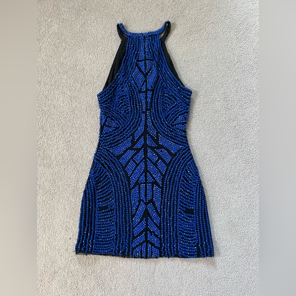 Parker Blue Beaded Bodycon Mini Dress, Size XS - Picture 4 of 6